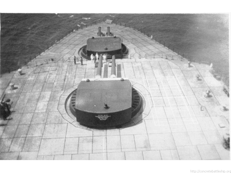 1936-38 Ft Drum - inspection showing turrets and 3-inch AA -