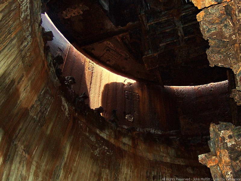 Battery Marshall - looking up at the revolving part of the turret.